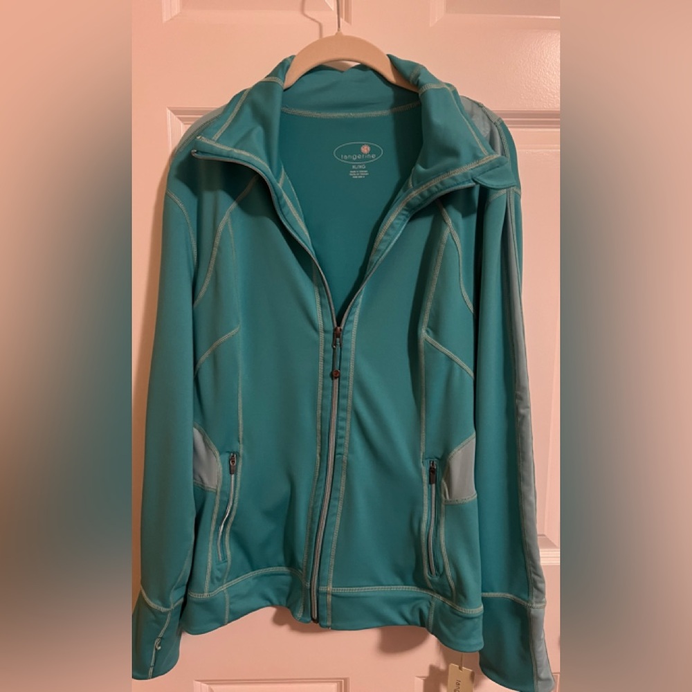 NWT Tangerine turquoise lightweight athletic jacket. Size XL